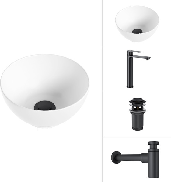 Умывальник со смесителем Lauter 21601E + Moon 21СК8691BS + сифон 21635B + дон.клапан 21190B - фото