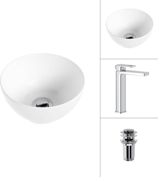 Умывальник со смесителем Lauter 21601E + Cascade 21СК0655C с донным клапаном 21190CH - фото