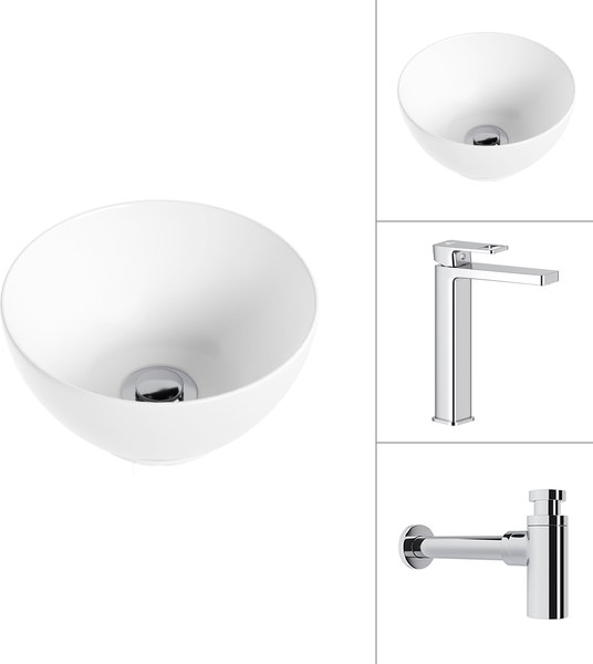 Умывальник со смесителем Lauter 21601E + Cascade 21СК0655C с сифоном 21635CH - фото