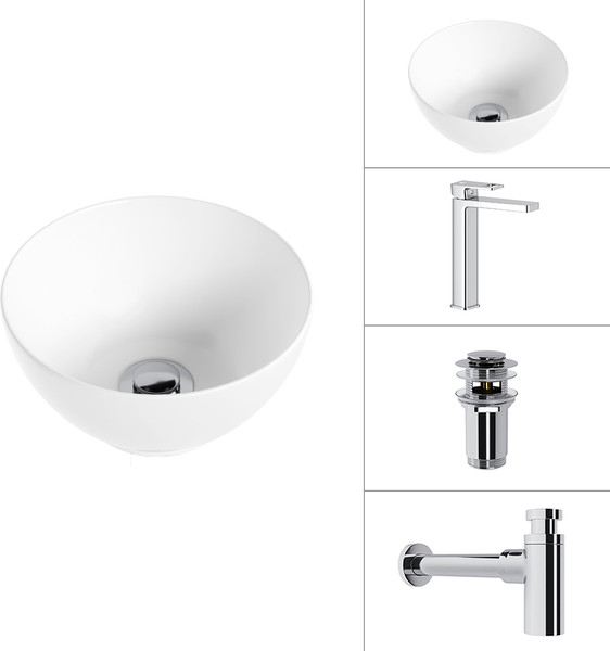 Умывальник со смесителем Lauter 21601E + Cascade 21СК0655C + сифон 21635CH + дон.клапан 21190CH - фото