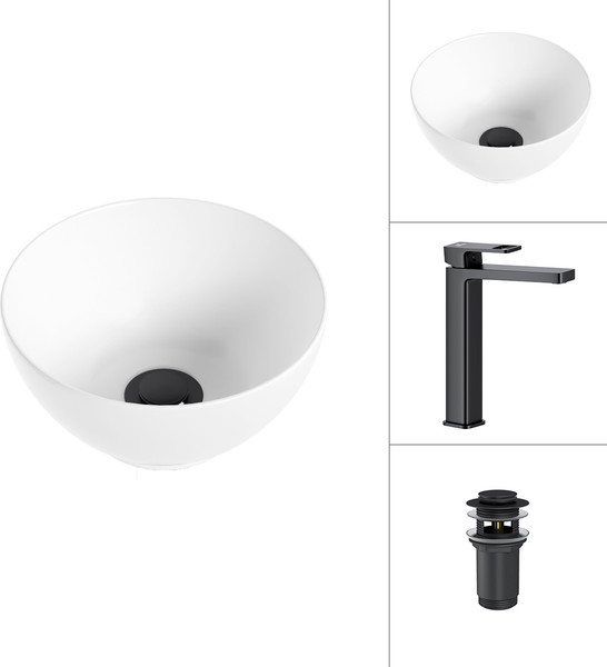 Умывальник со смесителем Lauter 21601E + Cascade 21СК0655BS с донным клапаном 21190B - фото