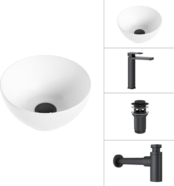 Умывальник со смесителем Lauter 21601E + Cascade 21СК0655BS + сифон 21635B + дон.клапан 21190B - фото