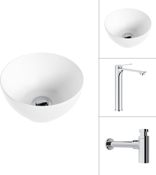 Умывальник со смесителем Lauter 21601E + Rio 21AM12672 с сифоном 21635CH - фото