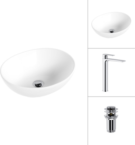 Умывальник со смесителем Lauter 21652 + Reef 21CK8678C с донным клапаном 21190CH - фото