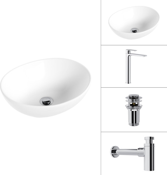 Умывальник со смесителем Lauter 21652 + Reef 21CK8678C + сифон 21635CH + дон.клапан 21190CH - фото