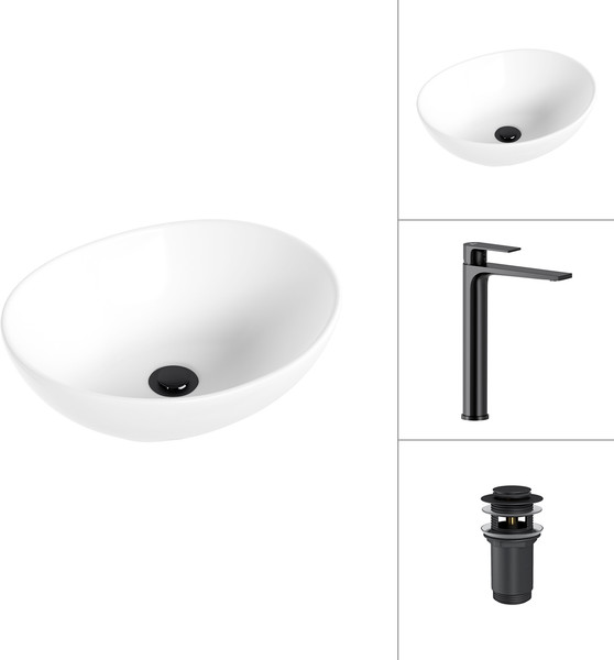 Умывальник со смесителем Lauter 21652 + Reef 21CK8678BS с донным клапаном 21190B - фото