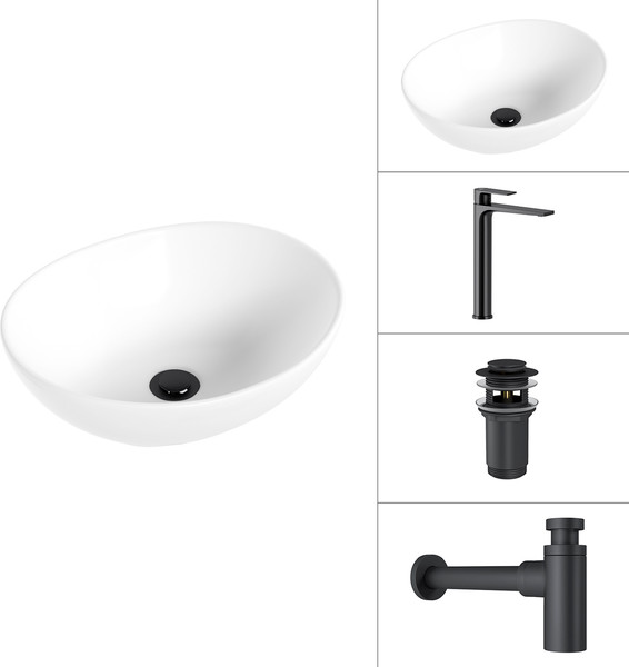 Умывальник со смесителем Lauter 21652 + Reef 21CK8678BS + сифон 21635B + дон.клапан 21190B - фото