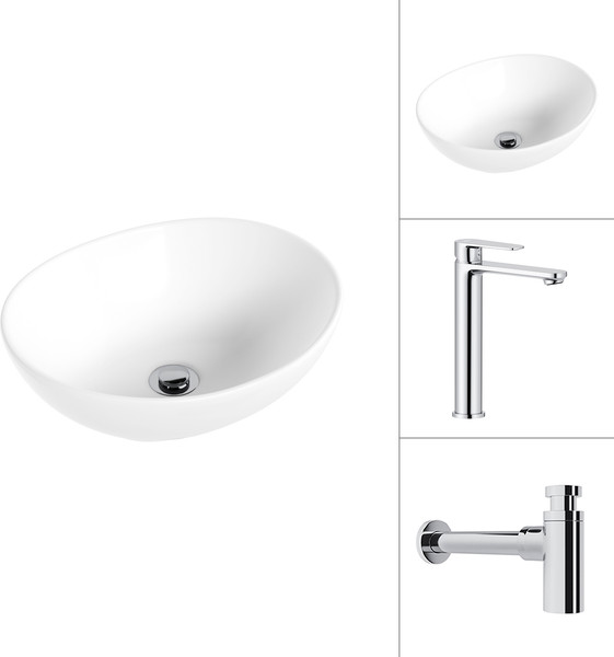 Умывальник со смесителем Lauter 21652 + Moon 21СK81691C с сифоном 21635CH - фото