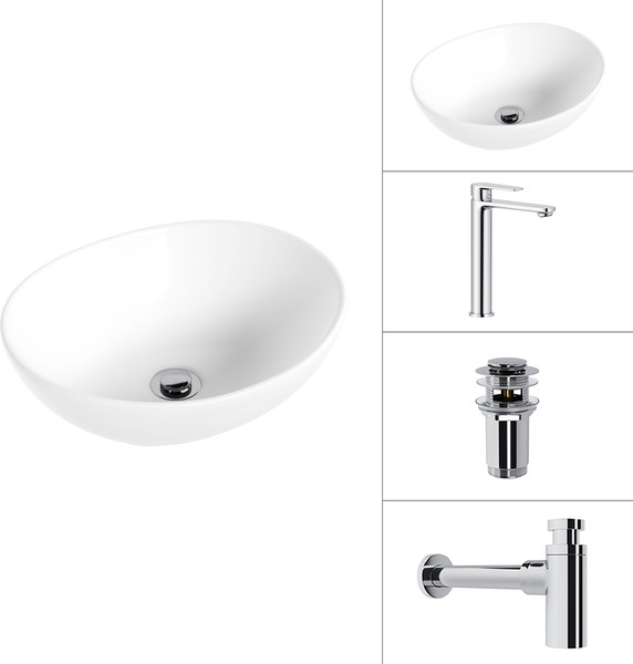 Умывальник со смесителем Lauter 21652 + Moon 21СK81691C + сифон 21635CH + дон.клапан 21190CH - фото