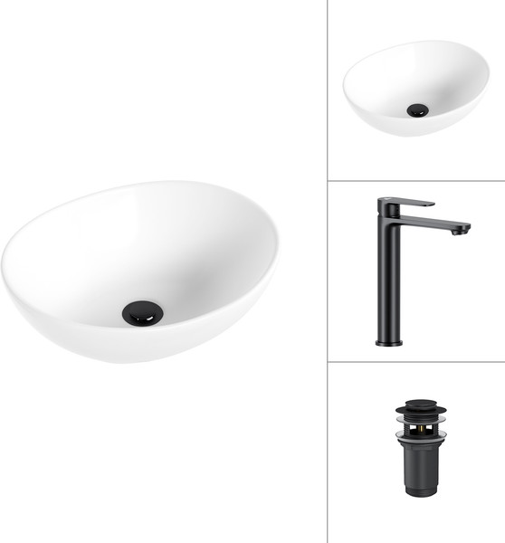 Умывальник со смесителем Lauter 21652 + Moon 21СК8691BS с донным клапаном 21190B - фото