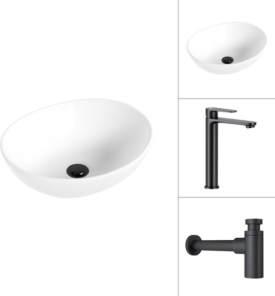 Умывальник со смесителем Lauter 21652 + Moon 21СК8691BS с сифоном 21635B - фото