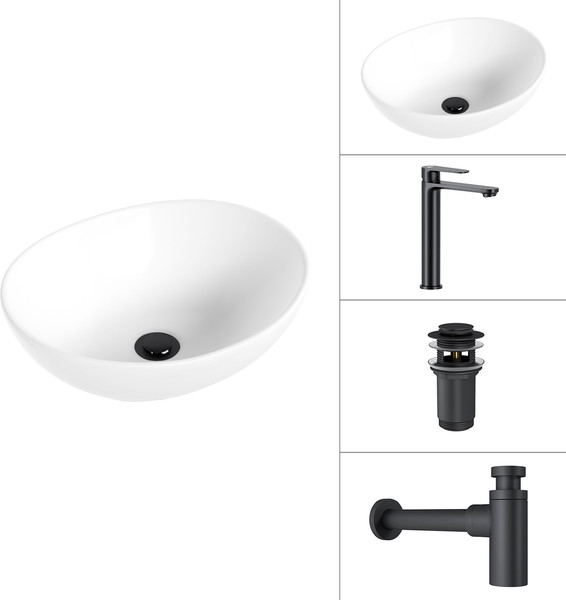 Умывальник со смесителем Lauter 21652 + Moon 21СК8691BS + сифон 21635B + дон.клапан 21190B - фото