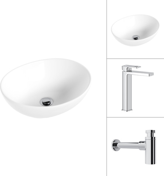 Умывальник со смесителем Lauter 21652 + Cascade 21СК0655C с сифоном 21635CH - фото