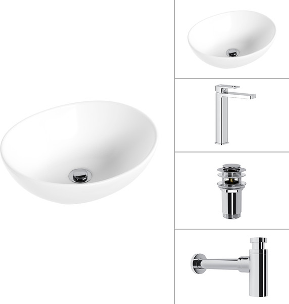 Умывальник со смесителем Lauter 21652 + Cascade 21СК0655C + сифон 21635CH + дон.клапан 21190CH - фото