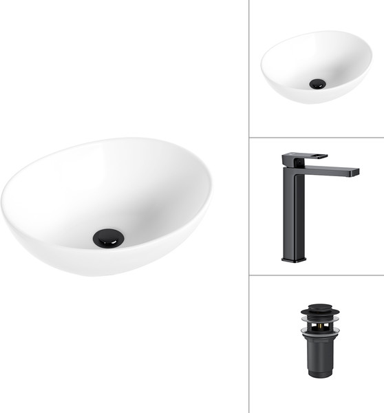 Умывальник со смесителем Lauter 21652 + Cascade 21СК0655BS с донным клапаном 21190B - фото