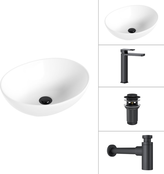 Умывальник со смесителем Lauter 21652 + Cascade 21СК0655BS + сифон 21635B + дон.клапан 21190B - фото