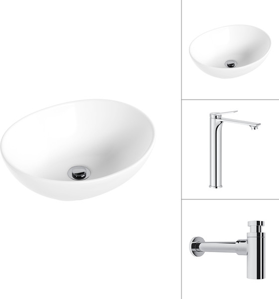 Умывальник со смесителем Lauter 21652 + Rio 21AM12672 с сифоном 21635CH - фото