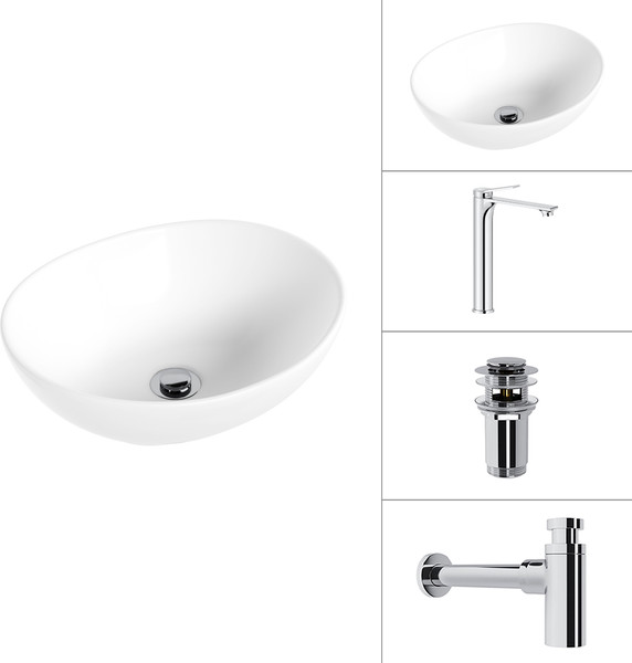 Умывальник со смесителем Lauter 21652 + Rio 21AM12672 + сифон 21635CH + дон.клапан 21190CH - фото