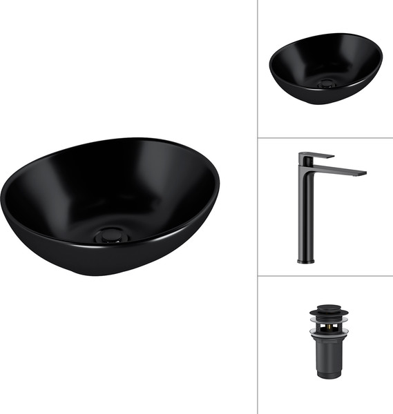 Умывальник со смесителем Lauter 21652-A + Reef 21CK8678BS с донным клапаном 21190B - фото