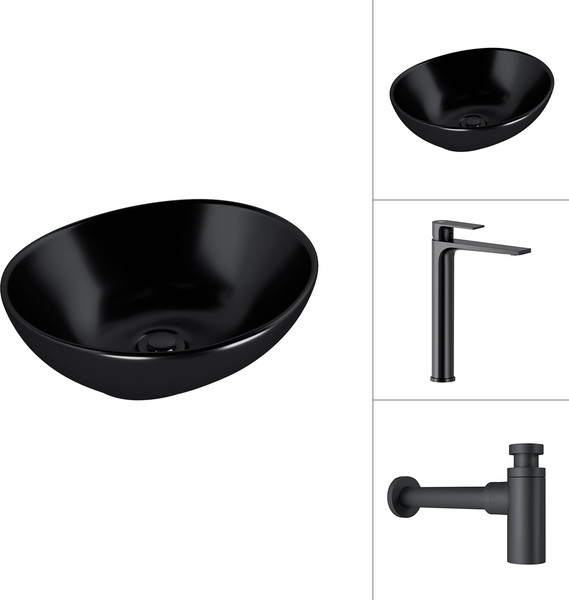 Умывальник со смесителем Lauter 21652-A + Reef 21CK8678BS с сифоном 21635B - фото