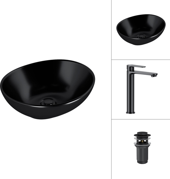 Умывальник со смесителем Lauter 21652-A + Moon 21СК8691BS с донным клапаном 21190B - фото