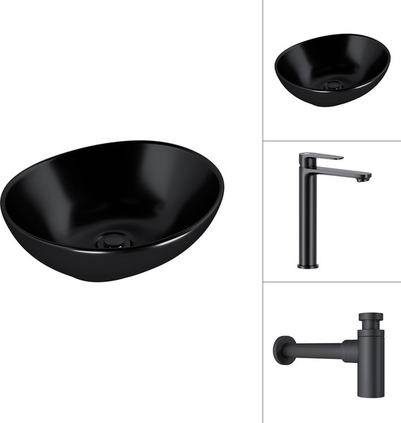 Умывальник со смесителем Lauter 21652-A + Moon 21СК8691BS с сифоном 21635B - фото