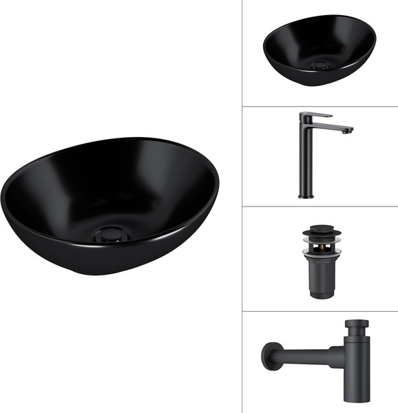 Умывальник со смесителем Lauter 21652-A + Moon 21СК8691BS + сифон 21635B + дон.клапан 21190B - фото