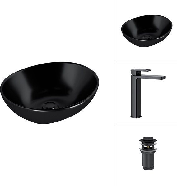 Умывальник со смесителем Lauter 21652-A + Cascade 21СК0655BS с донным клапаном 21190B - фото