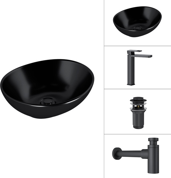 Умывальник со смесителем Lauter 21652-A + Cascade 21СК0655BS + сифон 21635B + дон.клапан 21190B - фото