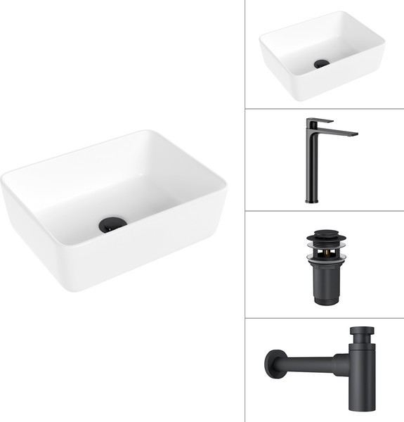 Умывальник со смесителем Lauter 21674B + Reef 21CK8678BS + сифон 21635B + дон.клапан 21190B - фото