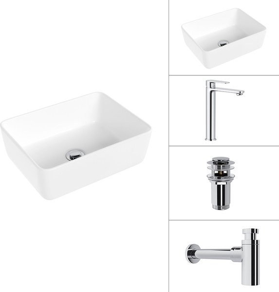 Умывальник со смесителем Lauter 21674B + Moon 21СK81691C + сифон 21635CH + дон.клапан 21190CH - фото