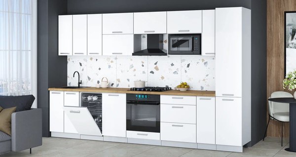 Кухонный гарнитур Интерлиния Мила Gloss 3.4-ПМ4