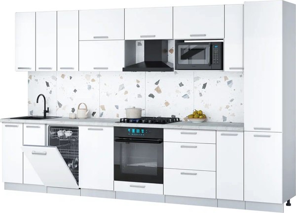 Кухонный гарнитур Интерлиния Мила Gloss 3.4-ПМ4 - фото