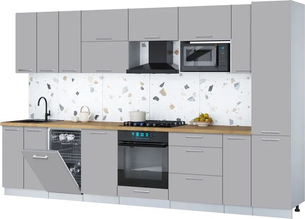 Кухонный гарнитур Интерлиния Мила Gloss 3.4-ПМ4 - фото