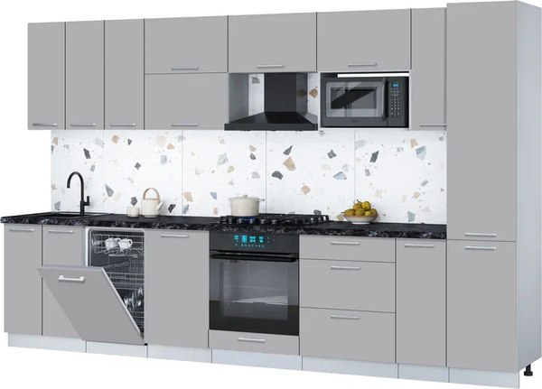 Кухонный гарнитур Интерлиния Мила Gloss 3.4-ПМ4 - фото