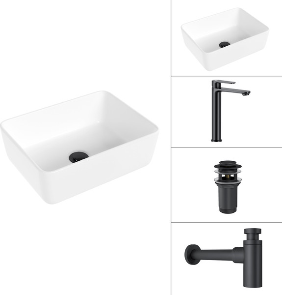 Умывальник со смесителем Lauter 21674B + Moon 21СК8691BS + сифон 21635B + дон.клапан 21190B - фото