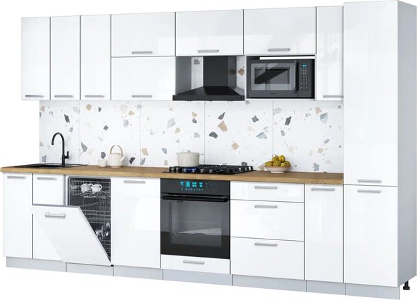 Кухонный гарнитур Интерлиния Мила Gloss 3.4-ПМ4 - фото