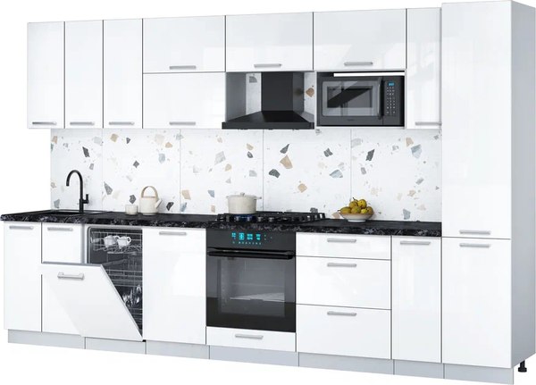 Кухонный гарнитур Интерлиния Мила Gloss 3.4-ПМ4 - фото