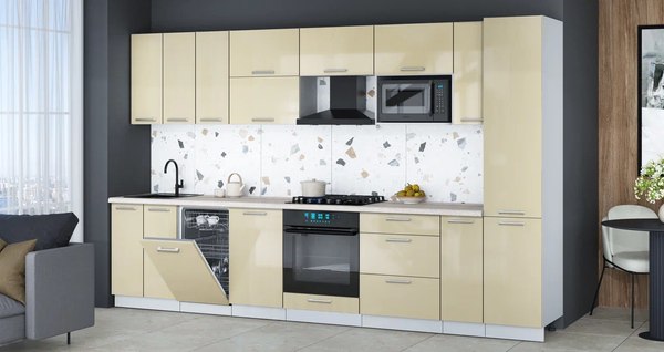 Кухонный гарнитур Интерлиния Мила Gloss 3.4-ПМ4