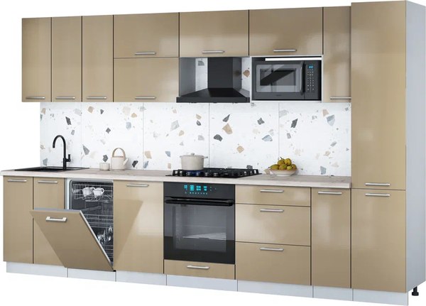 Кухонный гарнитур Интерлиния Мила Gloss 3.4-ПМ4 - фото