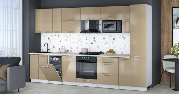 Кухонный гарнитур Интерлиния Мила Gloss 3.4-ПМ4