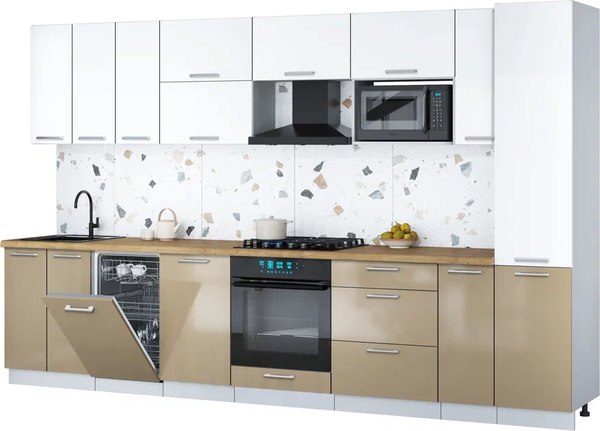 Кухонный гарнитур Интерлиния Мила Gloss 3.4-ПМ4 - фото