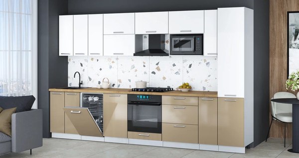 Кухонный гарнитур Интерлиния Мила Gloss 3.4-ПМ4