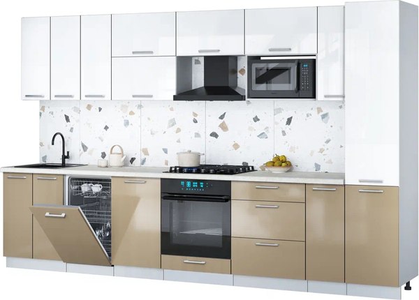 Кухонный гарнитур Интерлиния Мила Gloss 3.4-ПМ4 - фото