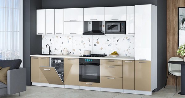 Кухонный гарнитур Интерлиния Мила Gloss 3.4-ПМ4