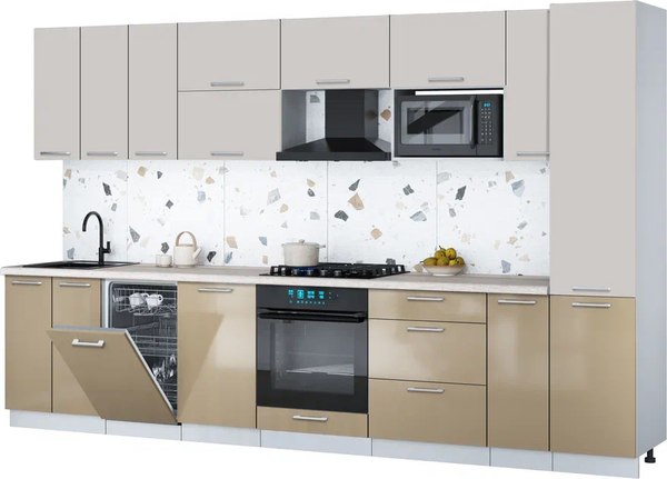Кухонный гарнитур Интерлиния Мила Gloss 3.4-ПМ4 - фото