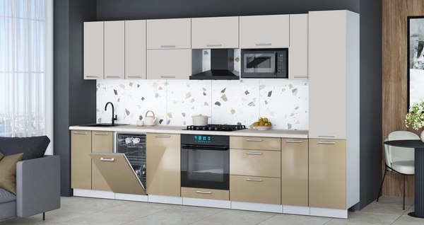 Кухонный гарнитур Интерлиния Мила Gloss 3.4-ПМ4