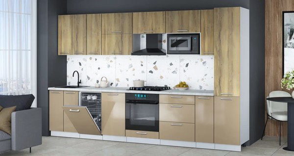 Кухонный гарнитур Интерлиния Мила Gloss 3.4-ПМ4