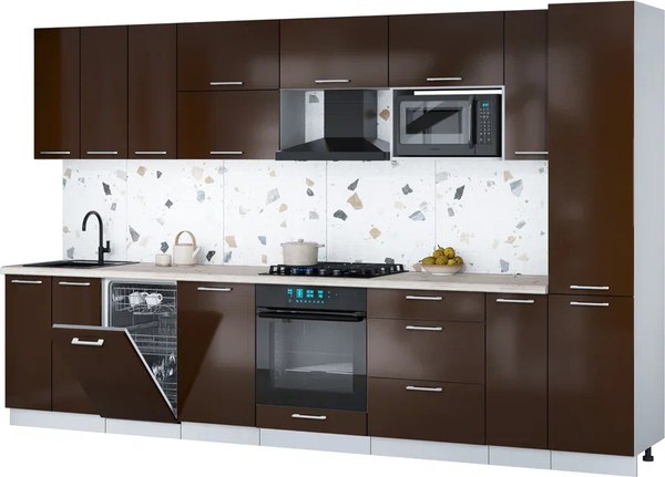 Кухонный гарнитур Интерлиния Мила Gloss 3.4-ПМ4 - фото