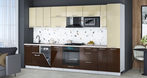 Кухонный гарнитур Интерлиния Мила Gloss 3.4-ПМ4